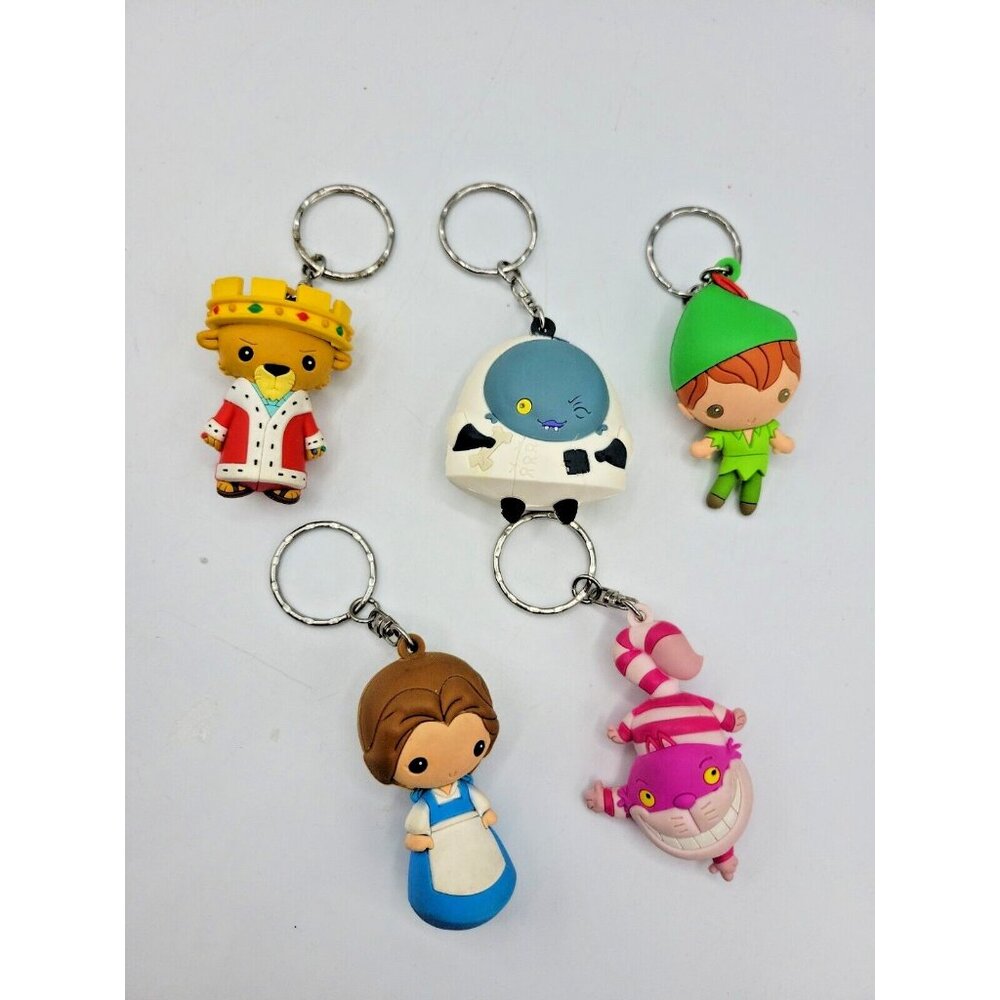 Disney Figural Keyrings Mfg by M.I.I.  Alice Cheshire Cat King Peter Pan Burtons